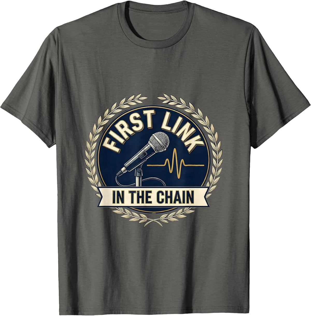 Men's First Link In The Chain 911 Dispatcher First Responder Pride T-Shirt - Asphalt Grey
