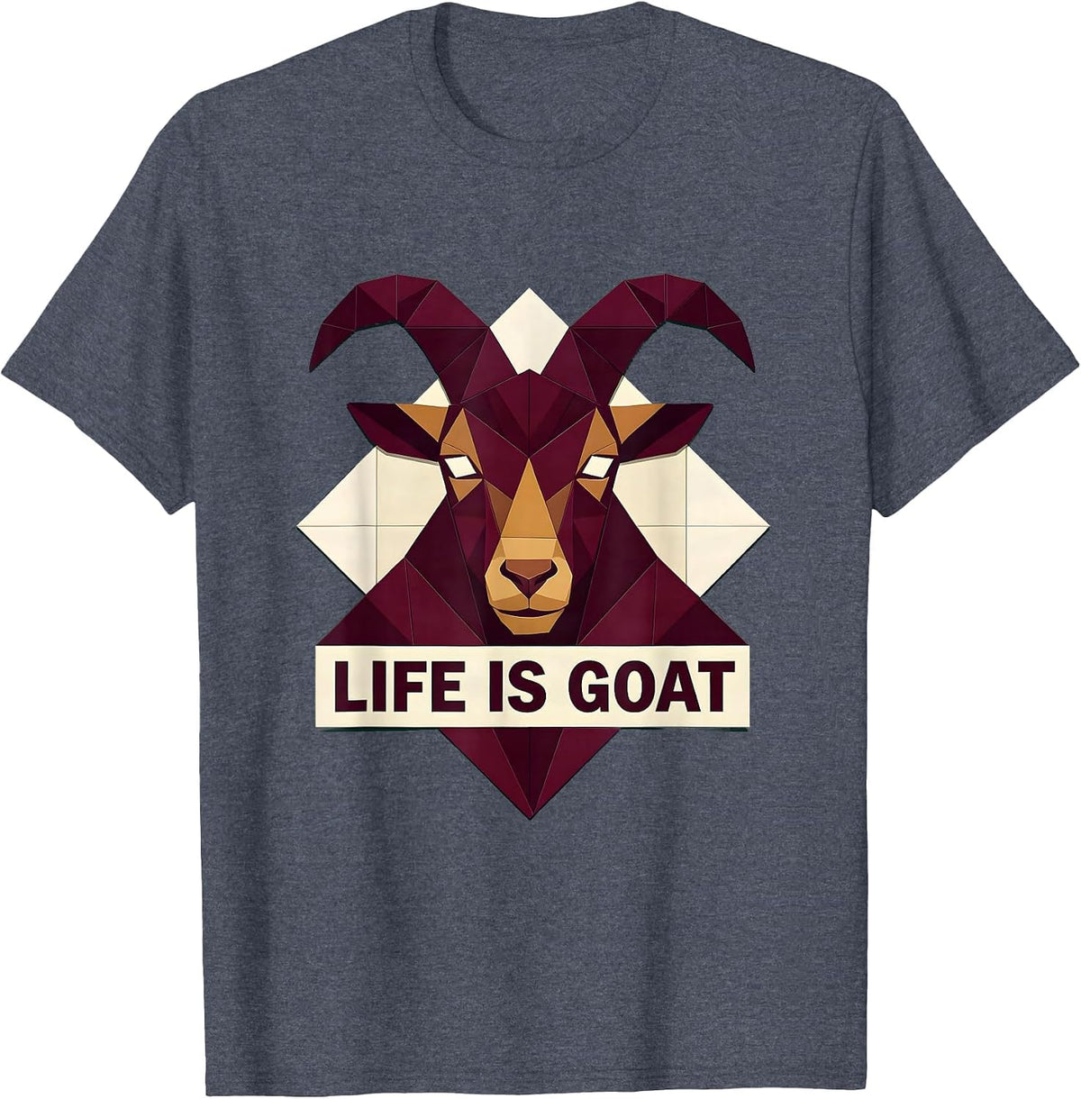 Life Is Goat Funny Animal Lover Design T-Shirt - Heather Blue