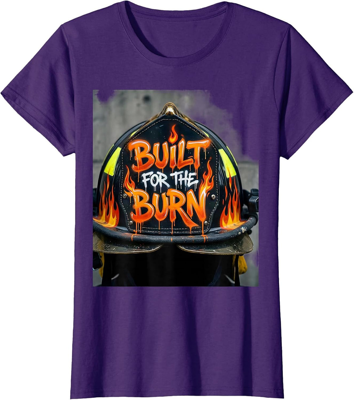 Women's Built for the Burn Firefighter Graphic Design T-Shirt - Purple