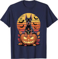 Halloween Retro Doberman Pinscher Dobbie T-Shirt - Navy Blue