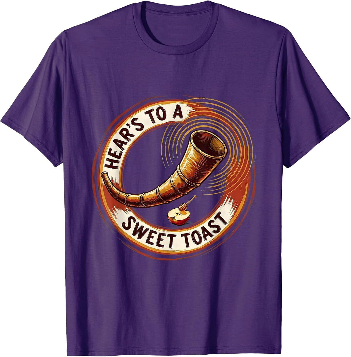 Hear's To A Sweet Toast Funny Rosh Hashanah Jewish New Year T-Shirt - Purple