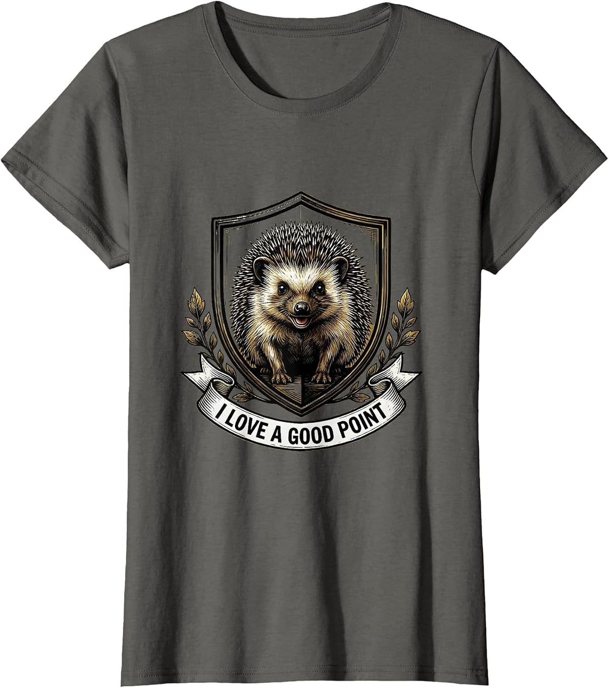 Women's I Love A Good Point Cute Hedgehog Emblem Hedgehog Lover Gift T-Shirt - Asphalt Grey