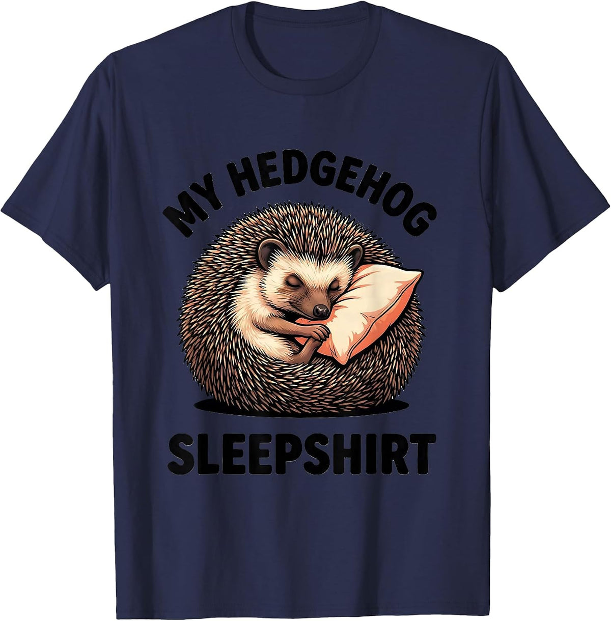 Men's My Hedgehog Sleepshirt Cute Cartoon Animal Lover Pajama Gift T-Shirt - Navy Blue