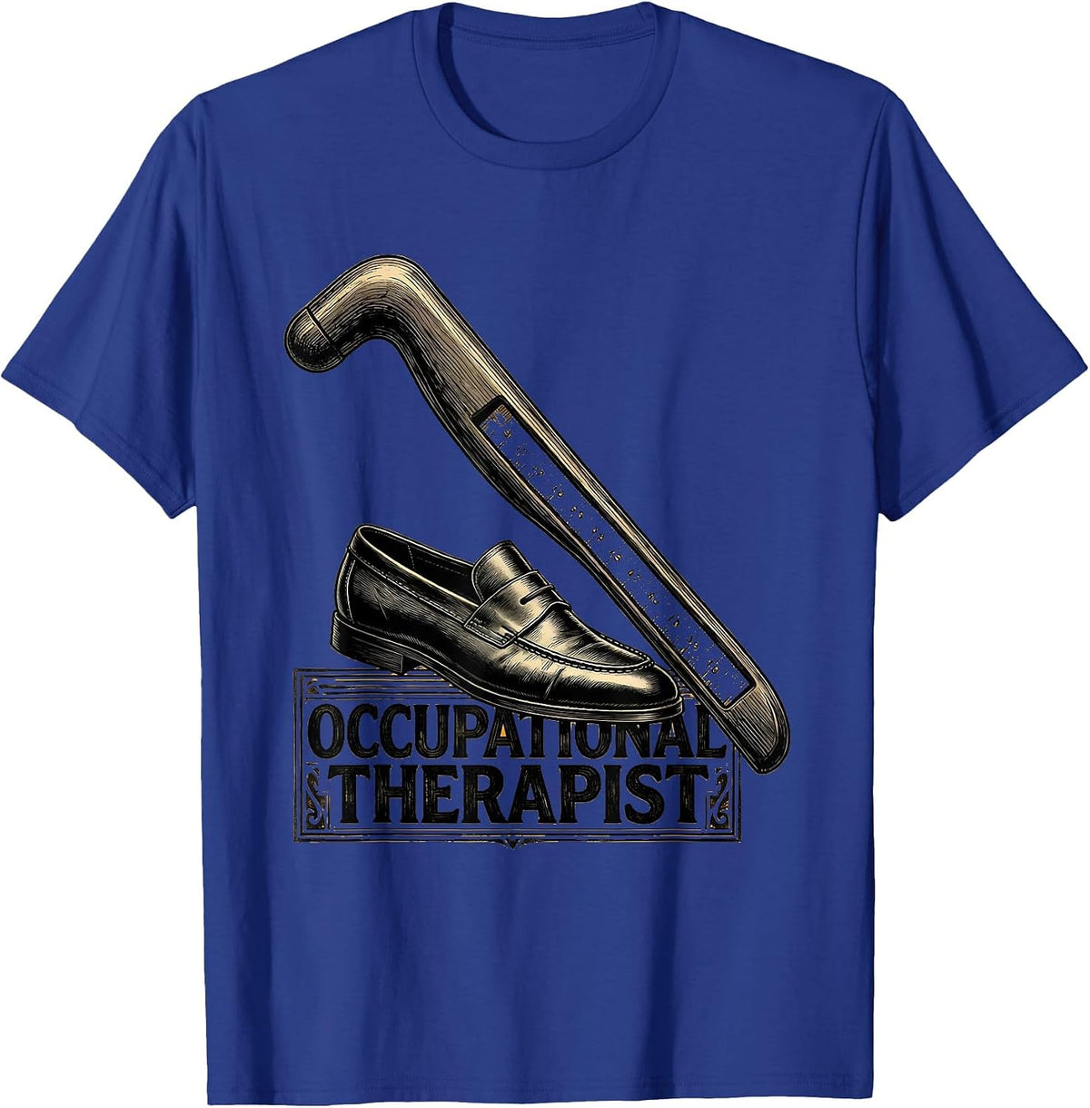 Occupational Therapist Retro Wood Type Letterpress OT Month T-Shirt - Royal Blue