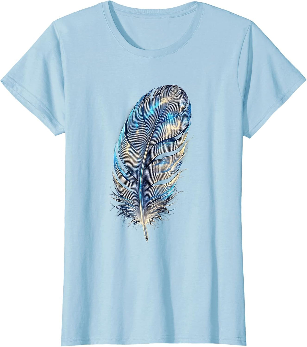 Women's Dyslexia Awareness Feather Illustration T-Shirt - Baby Blue