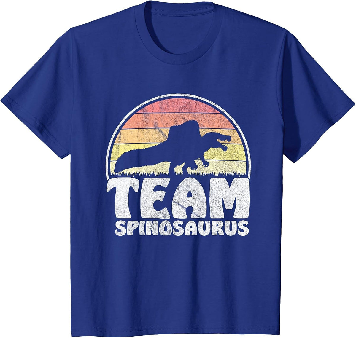 Team Spinosaurus - Retro Dinosaur Lovers Distressed T-Shirt - Royal Blue