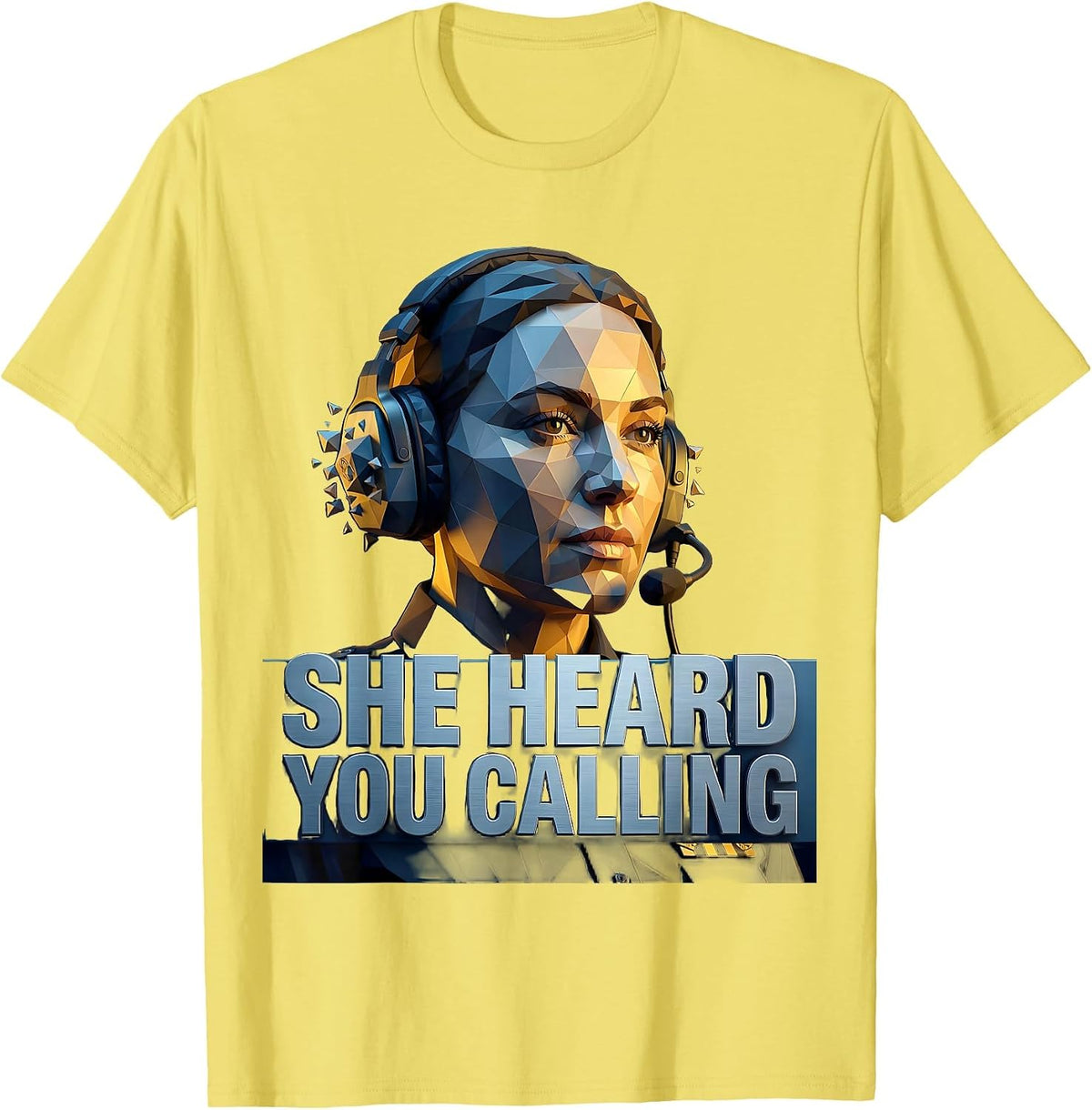 Men's She Heard You Calling 911 Dispatcher Design T-Shirt - Lemon Yellow