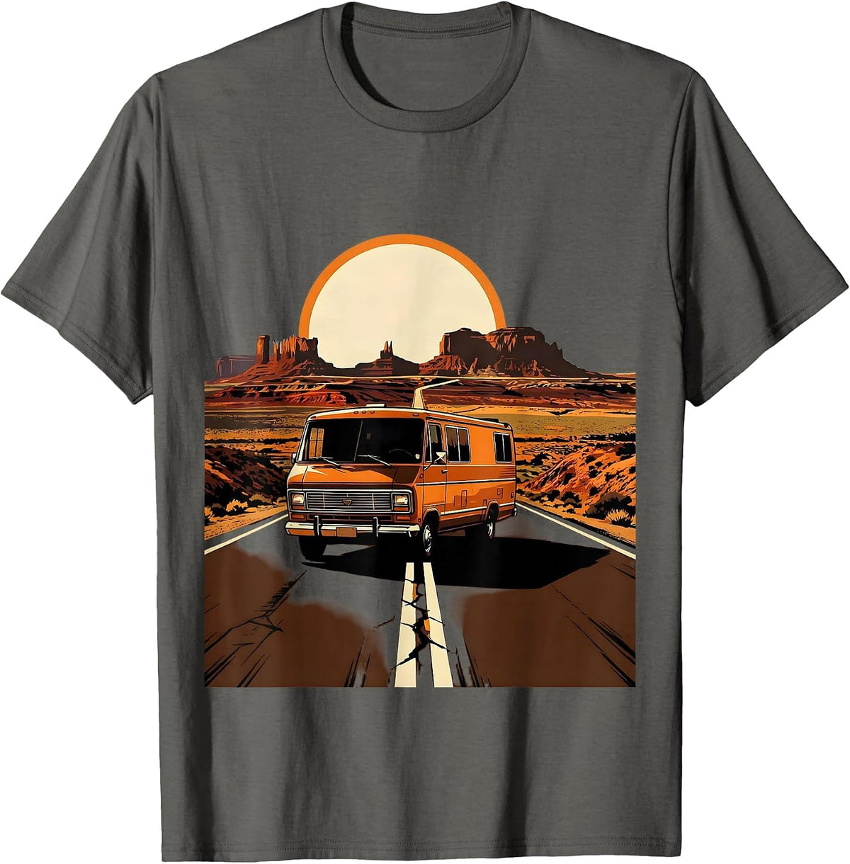 Men's Vintage Tour Van Open Highway Graphic T-Shirt - Asphalt Grey