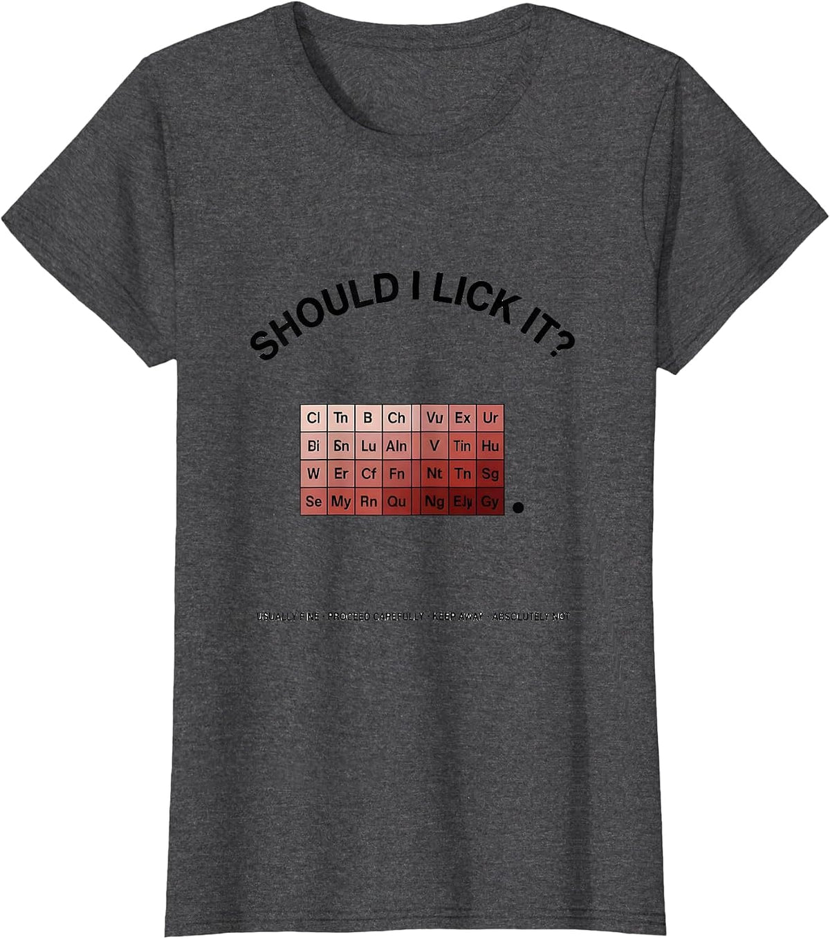 Women's Should I Lick It Periodic Table Funny Science Teacher T-Shirt - Dark Heather Grey