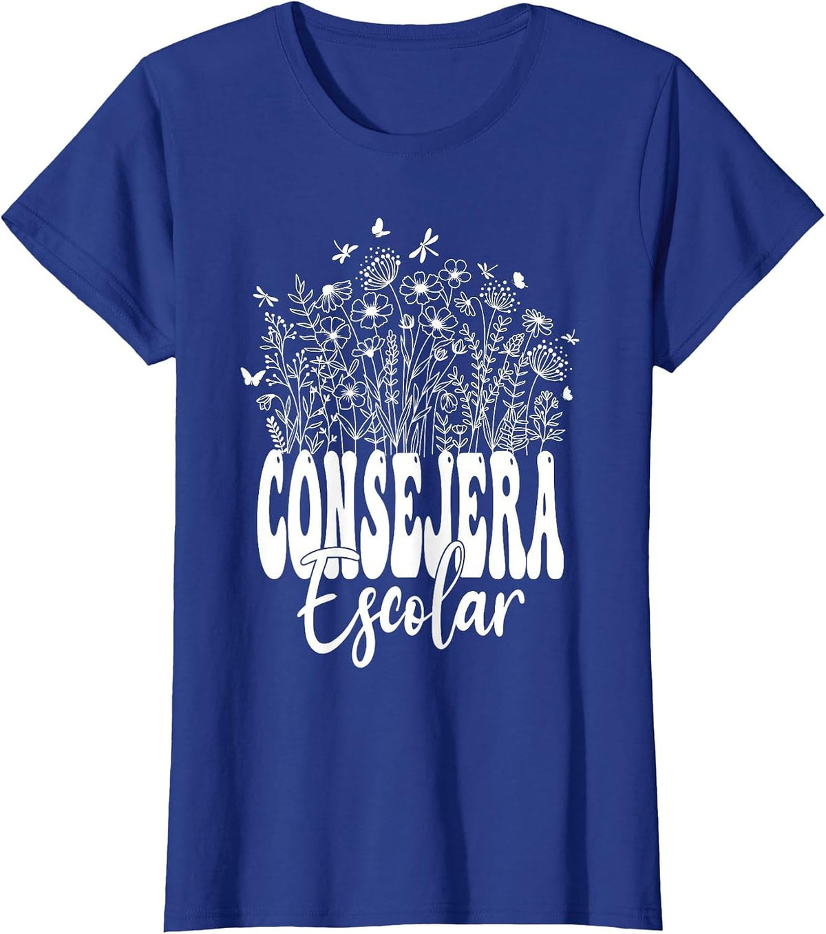 Consejera Escolar Tea Spanish School Counselor Wildflower T-Shirt - Royal Blue