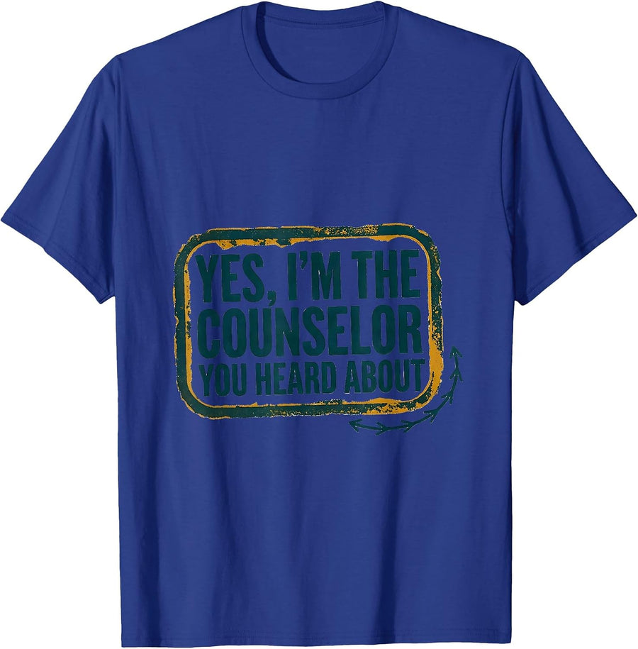 Yes, I'm The Counselor You Heard About Groovy Retro School T-Shirt - Royal Blue