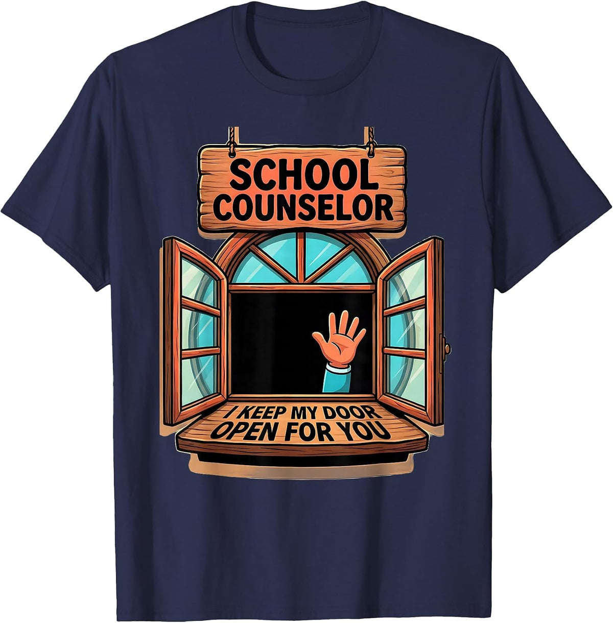School Counselor I Keep My Door Open For You Funny T-Shirt - Navy Blue