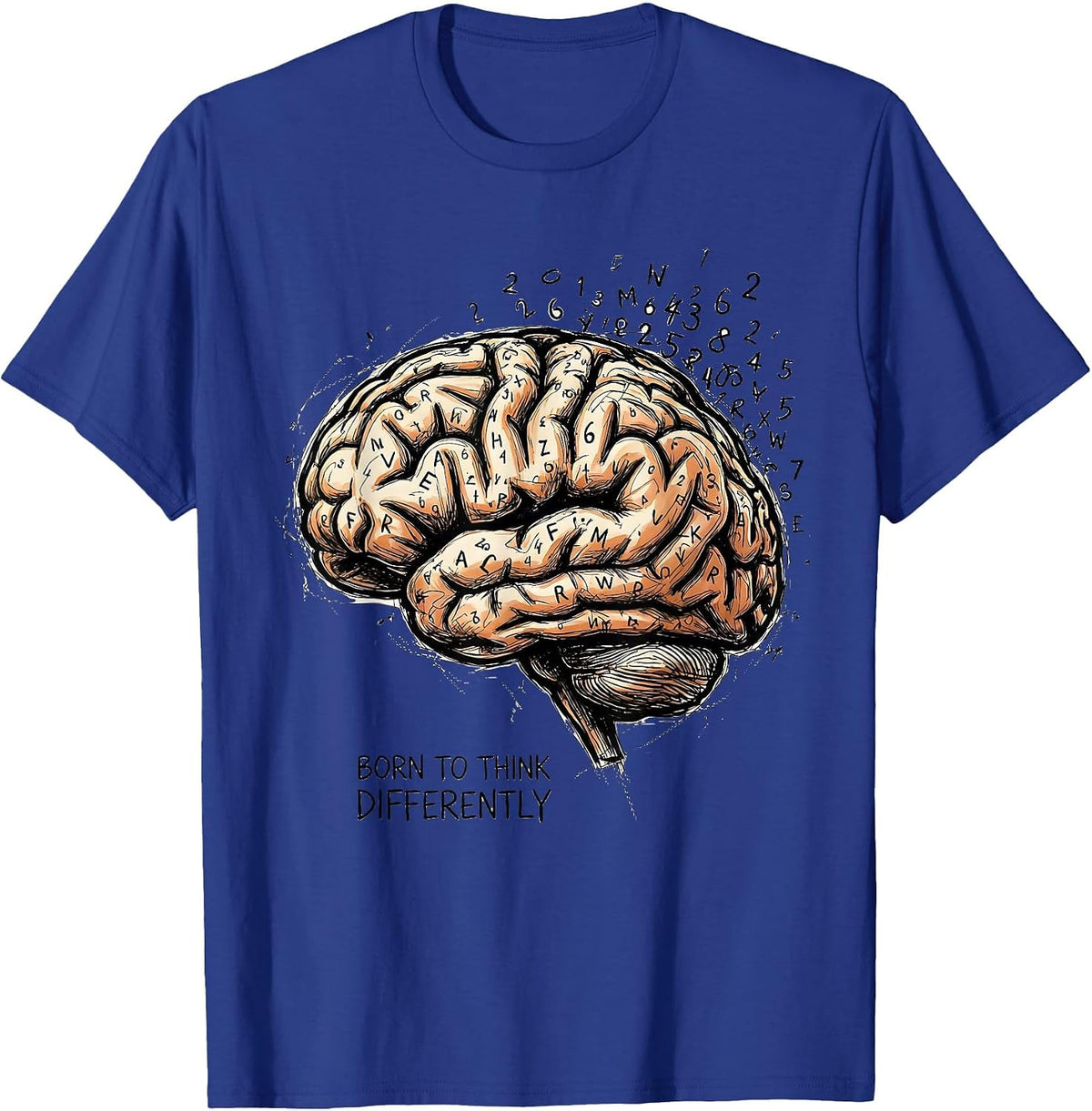 Men's Born to Think Differently Dyslexia Awareness Design T-Shirt - Royal Blue