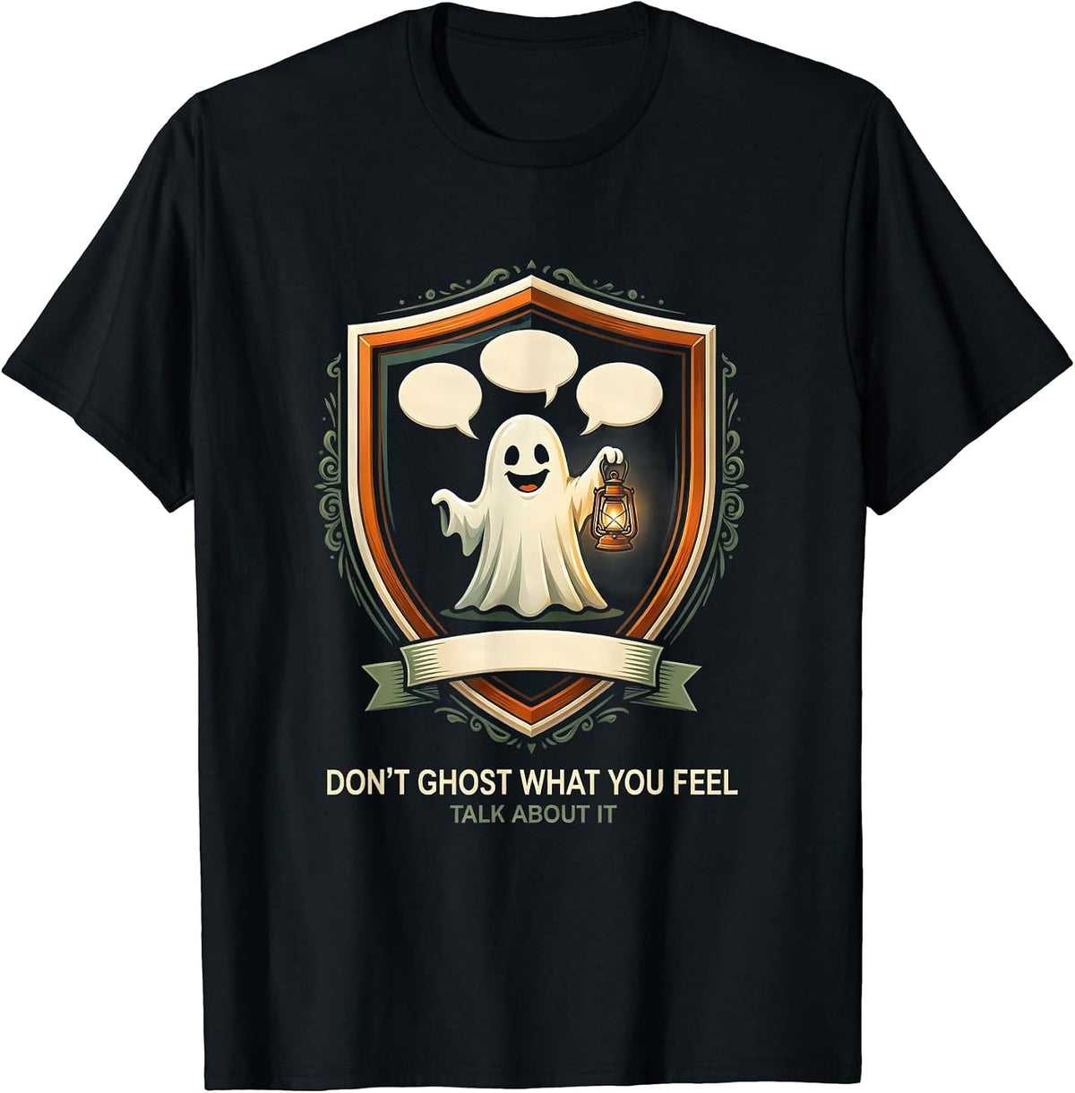 Men's Don't Ghost What You Feel — Talk About It Halloween T-Shirt - Black
