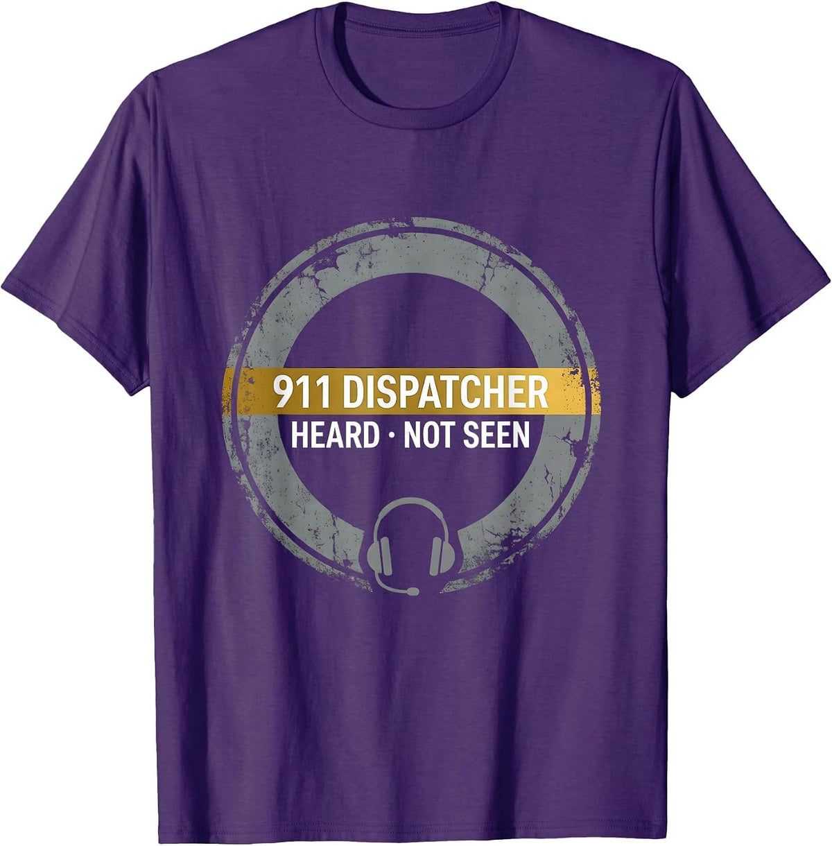 Men's 911 Dispatcher Heard Not Seen Thin Gold Line Tribute T-Shirt - Purple