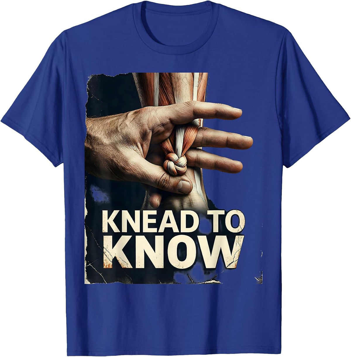 Men's Knead To Know Distressed Massage Therapist Occupational T-Shirt - Royal Blue