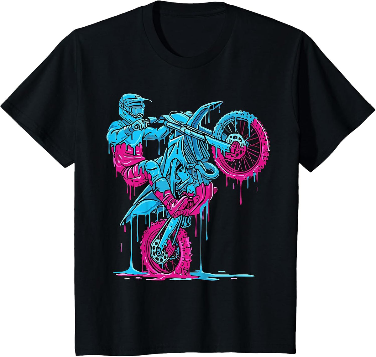 Dirt Bike Rider Drip Motocross T-Shirt - Black