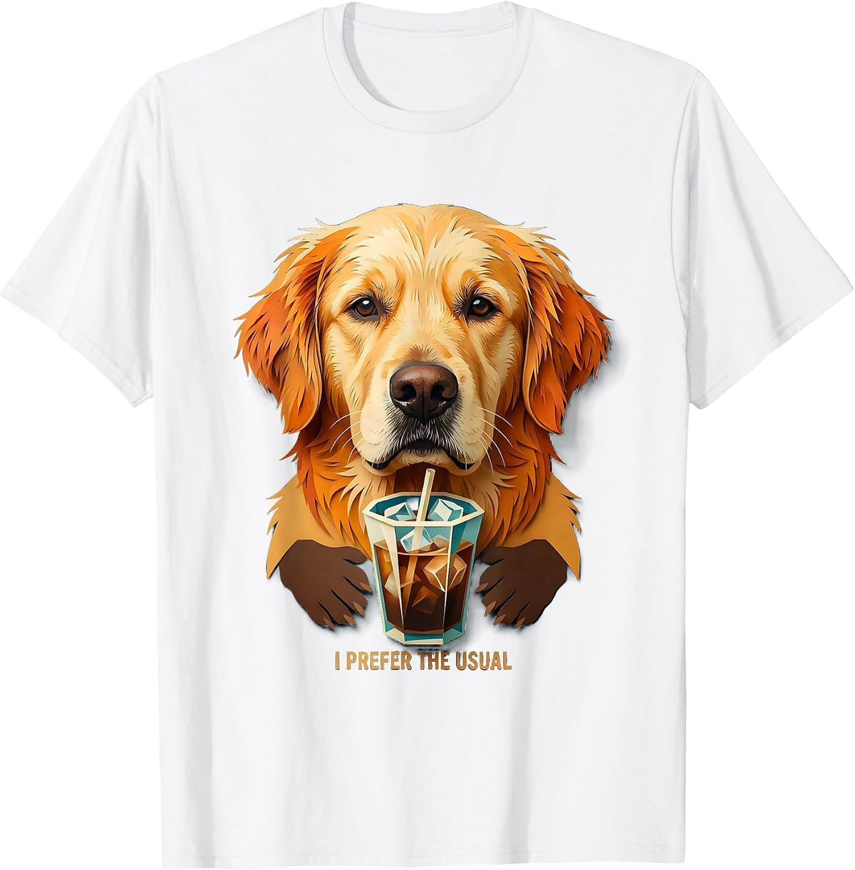 I Prefer The Usual Golden Retriever Funny Dog Lover Iced T-Shirt - White