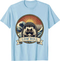 Men's Low Roll Solitary Hedgehog Gamer Frog Ukiyo-e Novelty T-Shirt - Baby Blue