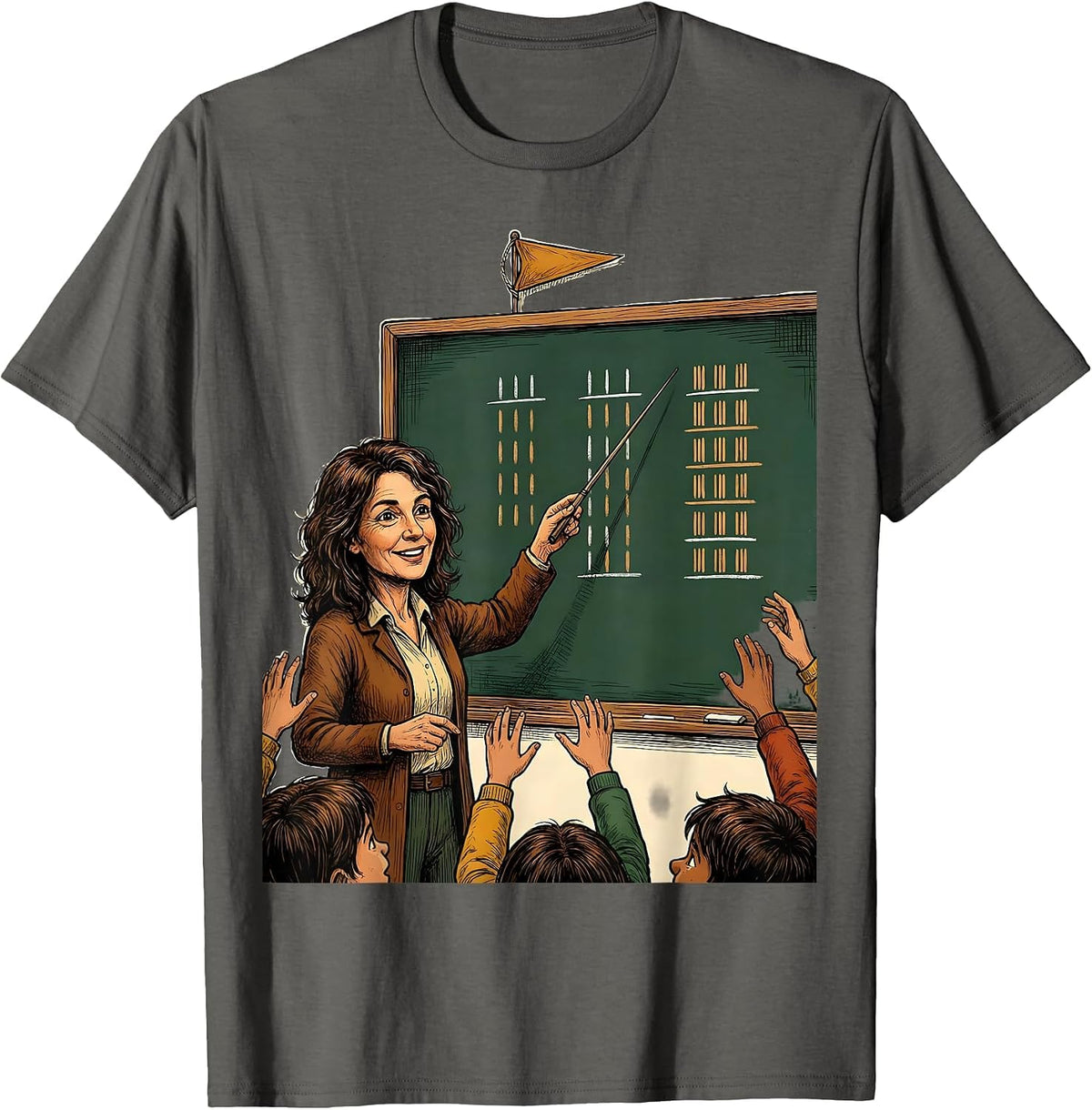 Spanish Teacher Seis Siete Classroom Meme Humor T-Shirt - Asphalt Grey