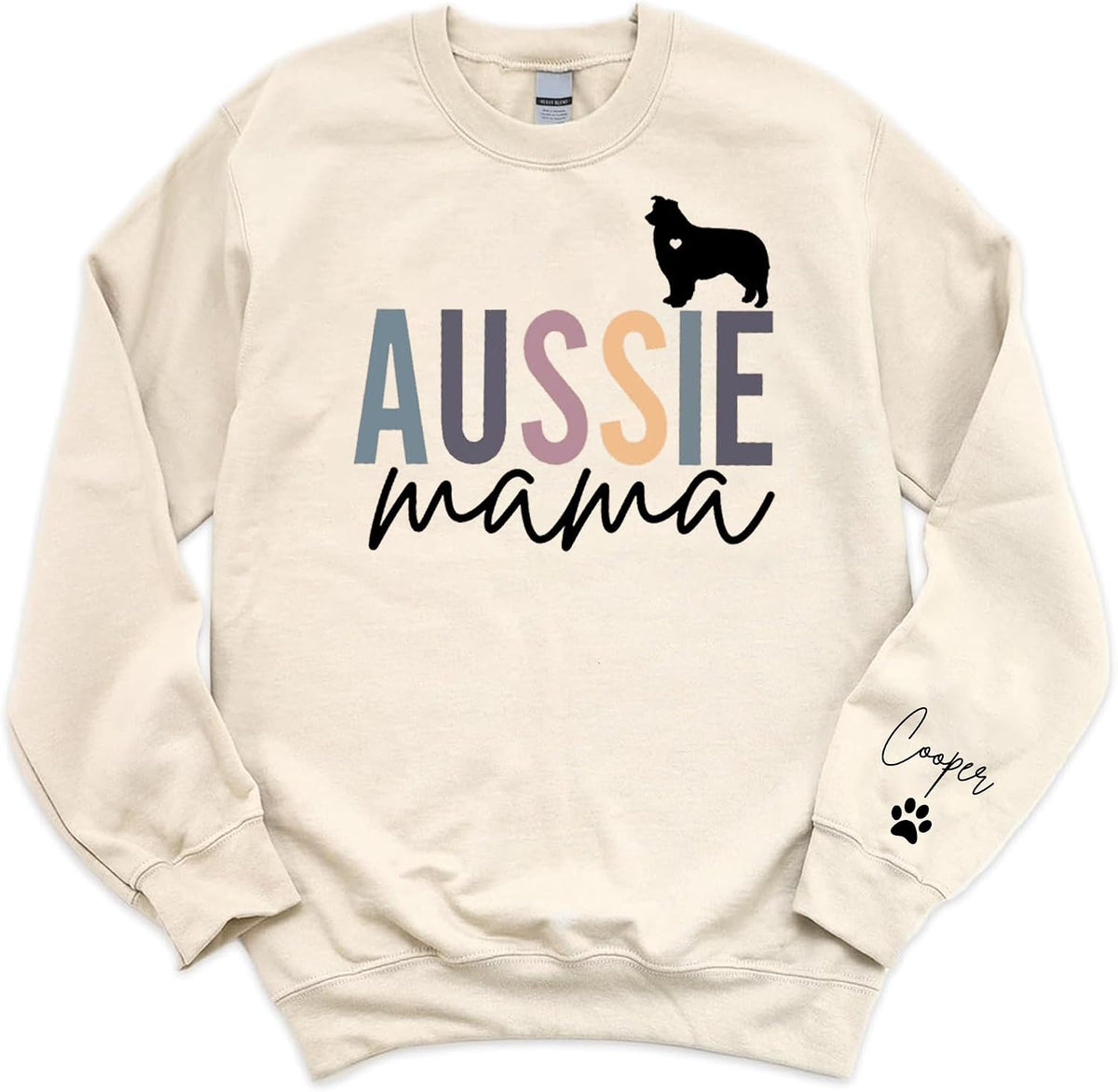 Custom Dog Mama Embroidered Crewneck Sweatshirt With Names On The Sleeve, New Dog Mom Gifts, Dog Lovers Sweatshirt - Aussie