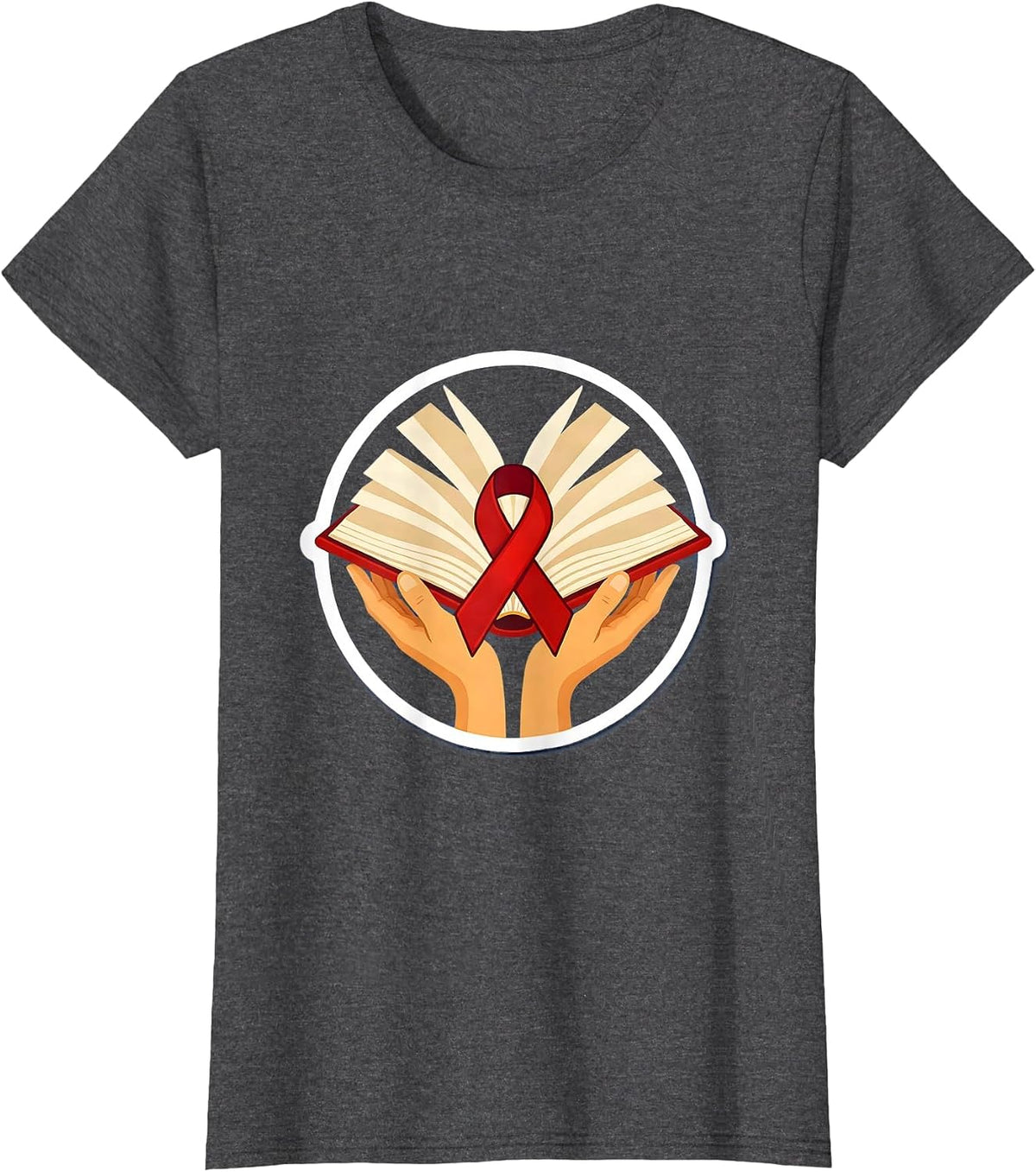 Women's Dyslexia Awareness Glowing Book Illustration T-Shirt - Dark Heather Grey
