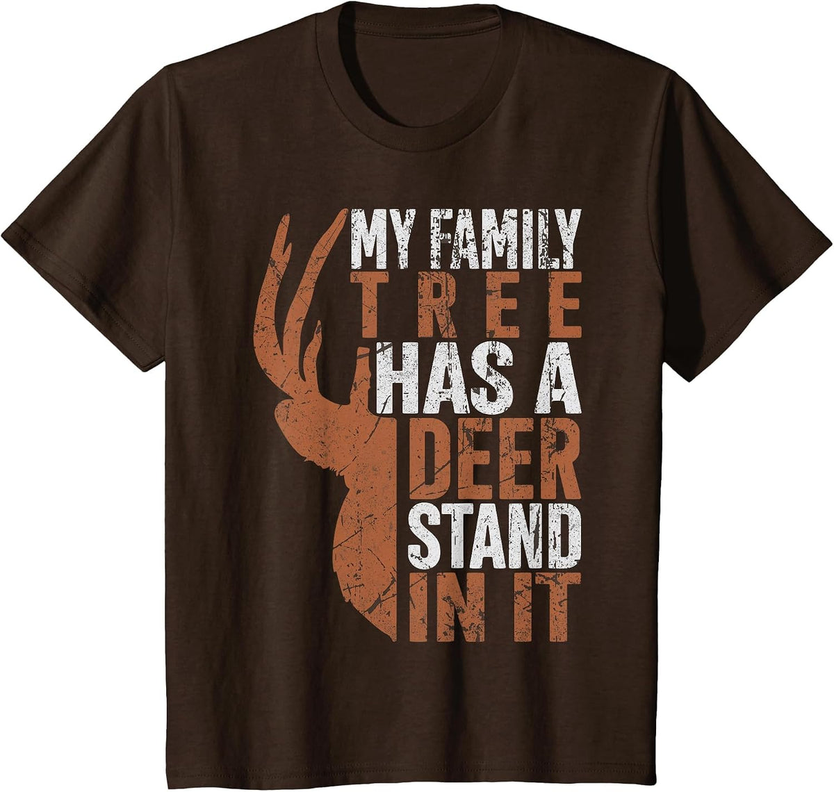 My Family Tree Has A Deer Stand in It Hunting Hunter Dad T-Shirt - Brown