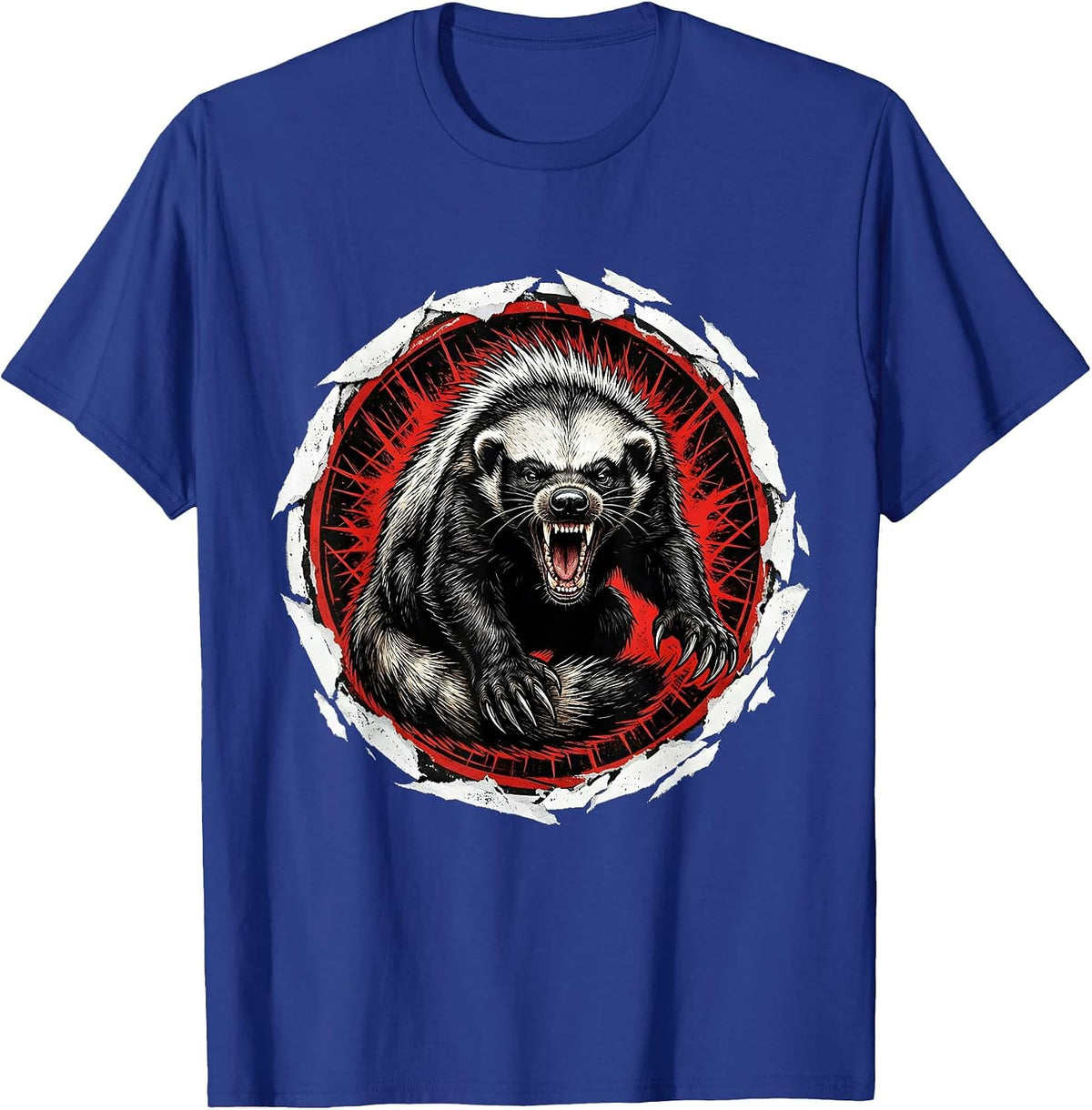 Men's Angry Honey Badger Growling Wildlife Graphic T-Shirt - Royal Blue