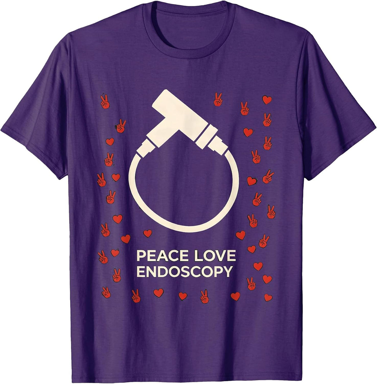 Men's Peace Love Endoscopy Funny Surgical Tech Surgeon Gifts T-Shirt - Purple
