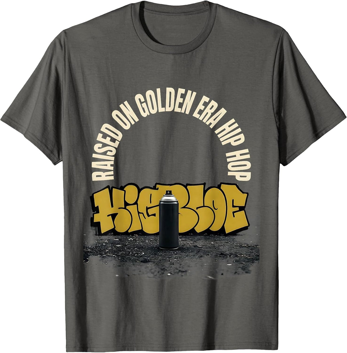 Men's Raised On Golden Era Hip Hop Vintage Streetwear Nostalgia T-Shirt - Asphalt Grey
