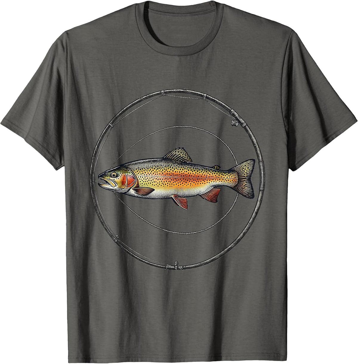 Rainbow Trout Fishing Humor Gift for Anglers T-Shirt - Asphalt Grey