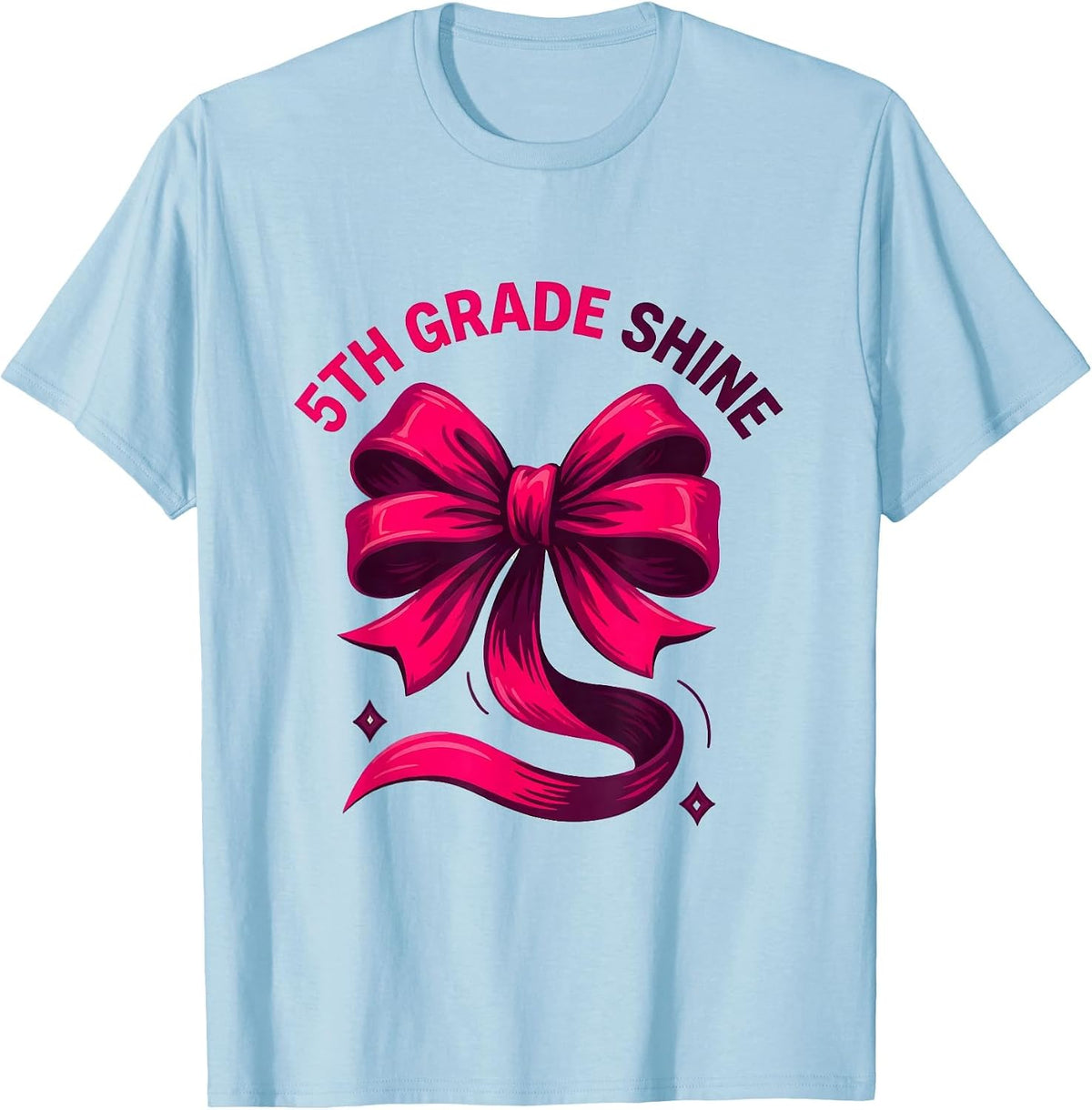 Men's 5th Grade Shine Coquette Bow Back to School Fifth Grade T-Shirt - Baby Blue