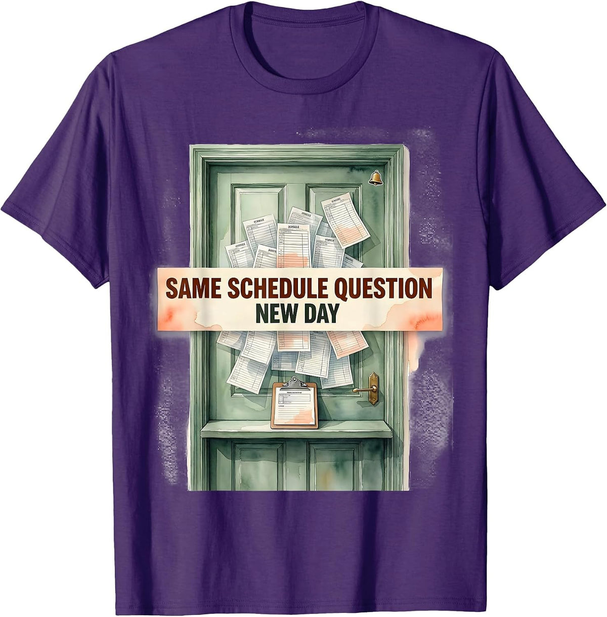 Men's Same Schedule Question New Day Funny School Counselor Mental T-Shirt - Purple