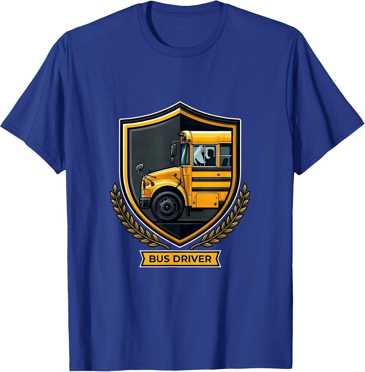 Men's Shield Bus Driver Appreciation School Bus Driver Gift T-Shirt - Royal Blue