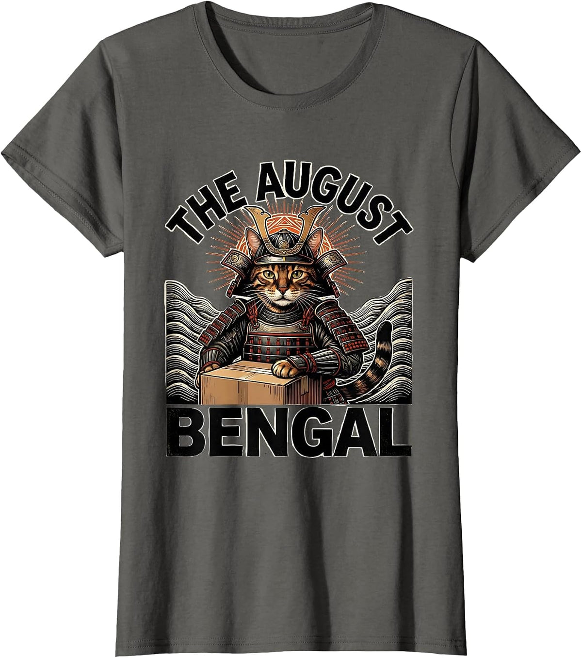 Women's The August Bengal Funny Bengal Cat Anime Warrior Art T-Shirt - Asphalt Grey
