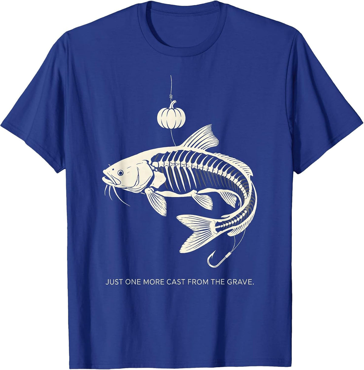 Just One More Cast From The Grave Spooky Halloween Fishing T-Shirt - Royal Blue