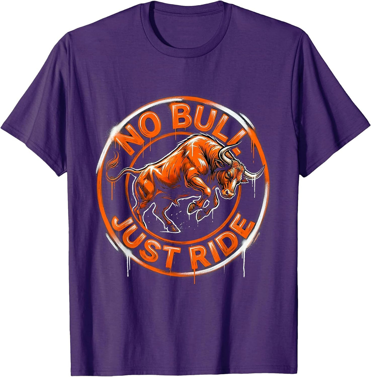Men's No Bull Just Ride Rodeo Graphic Design T-Shirt - Purple