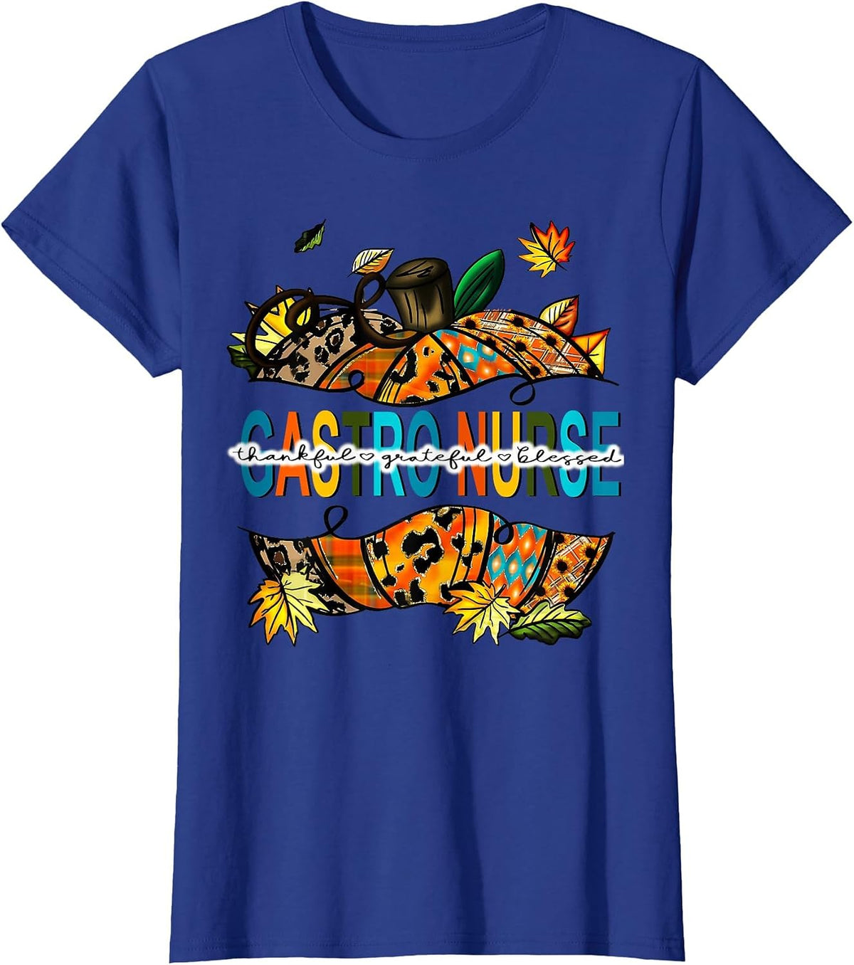 Fall Gastro Nurse Pumpkin Gastro Crew Endoscopy Thanksgiving T-Shirt - Royal Blue