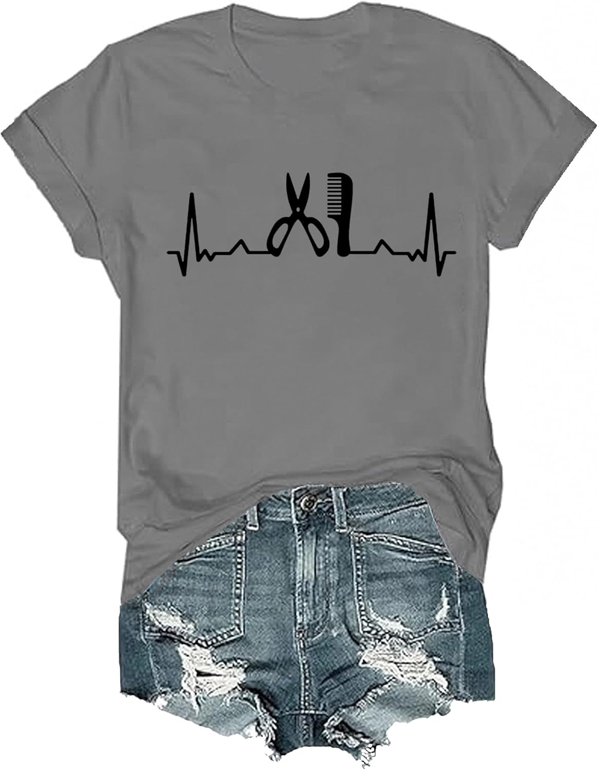 Hairstylist T-Shirt V Neck, Custom Hairstylist Shirt for Women Men - Grey