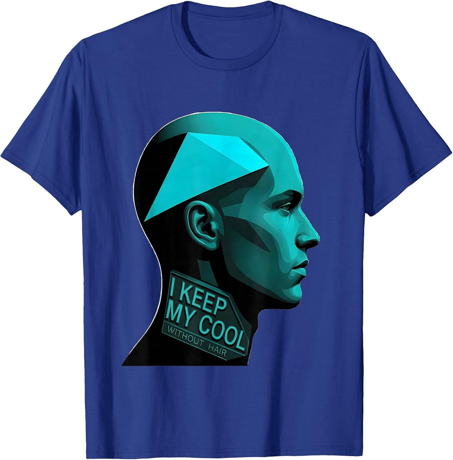 I Keep My Cool Without Hair Funny Bald Man Barber Gift T-Shirt - Royal Blue