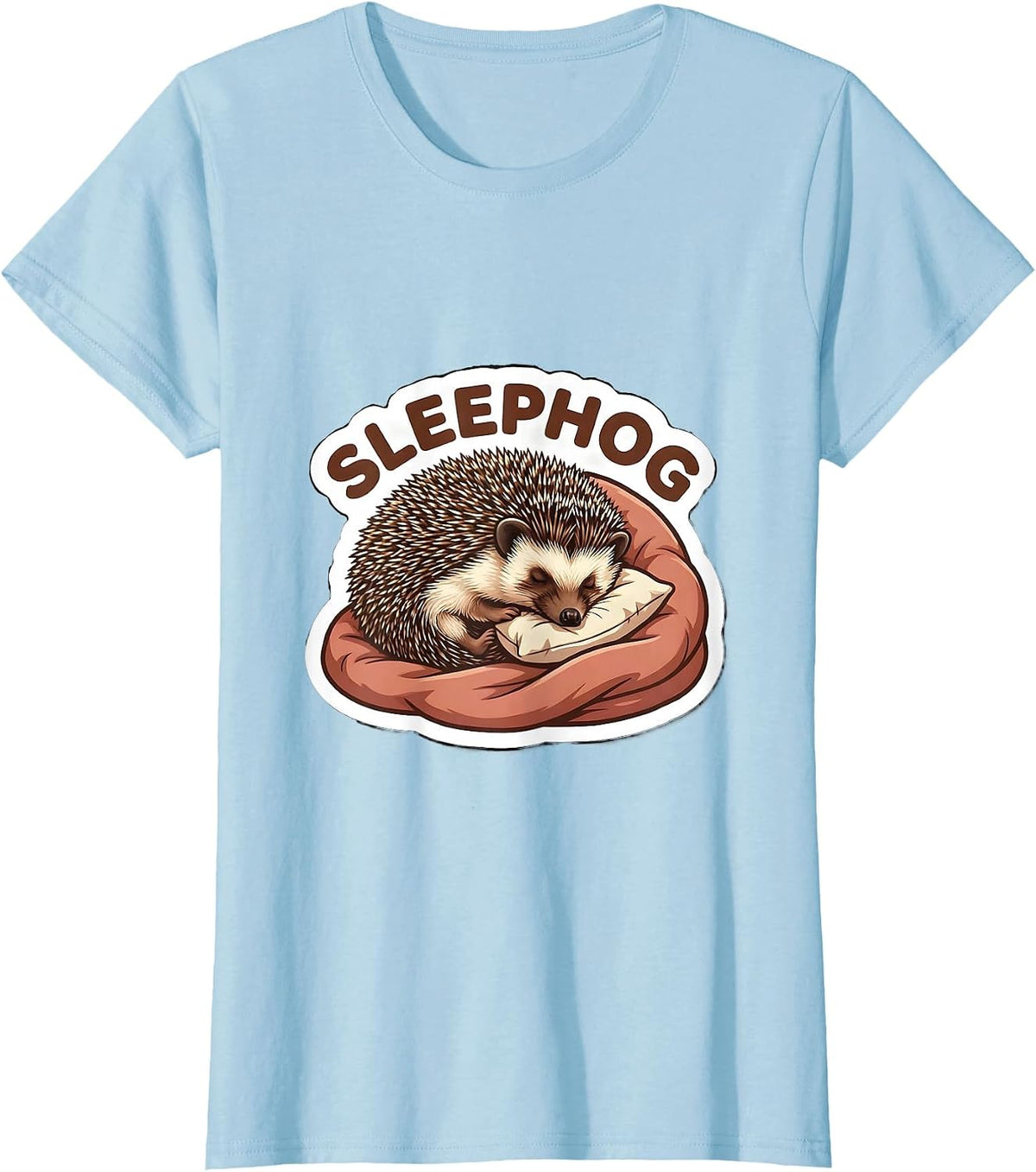 Sleephog Cute Sleeping Hedgehog Animal Lover Humor T-Shirt - Baby Blue