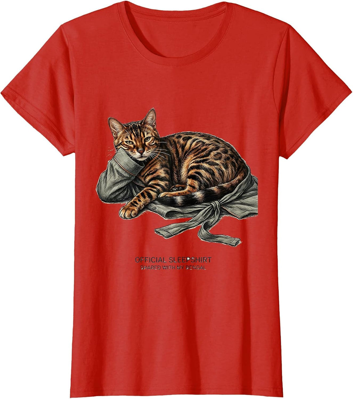 Official Sleepshirt, Shared With My Bengal Cat Lover T-Shirt - Red