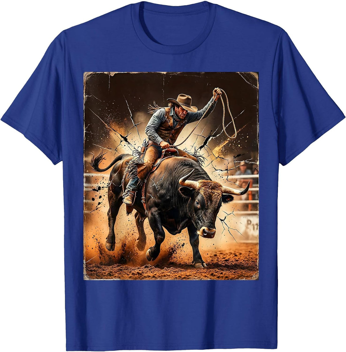 Cowboy Mechanical Bull Rodeo Graphic Tee for Boys T-Shirt - Royal Blue