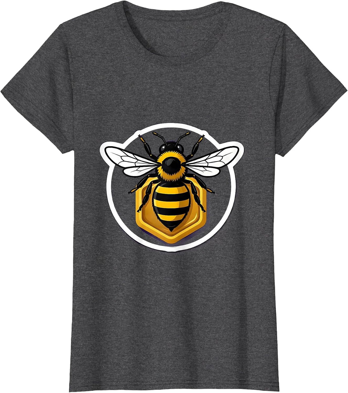 Women's Bee Badge Sticker Style Beekeeper Honey Lover T-Shirt - Dark Heather Grey