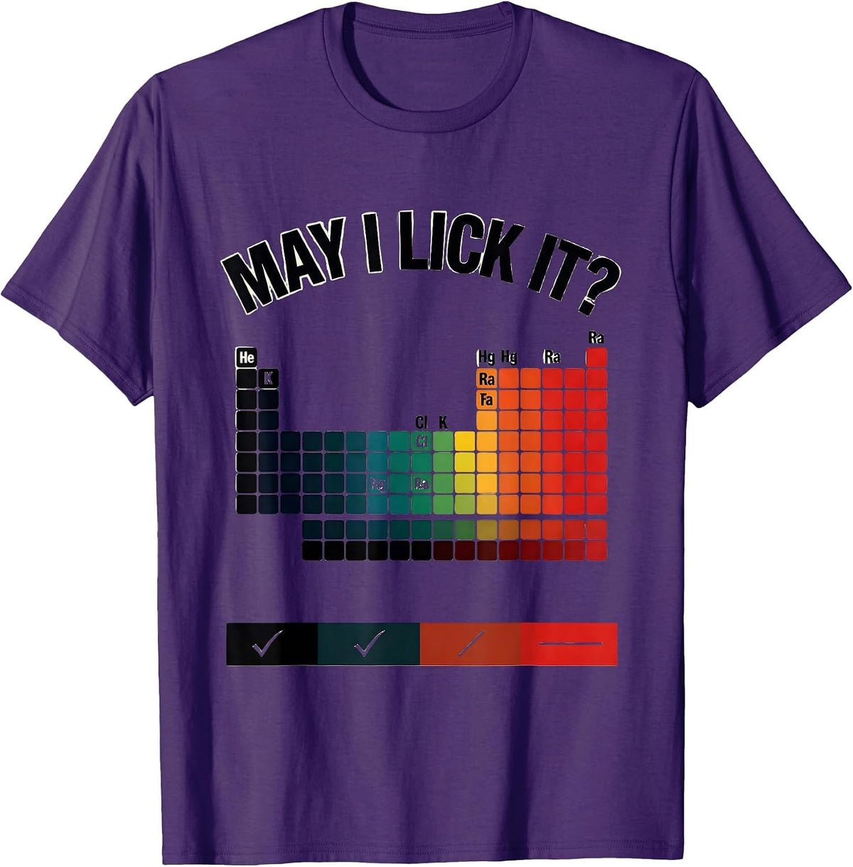 May I Lick It Funny Periodic Table Science Teacher Humor T-Shirt - Purple