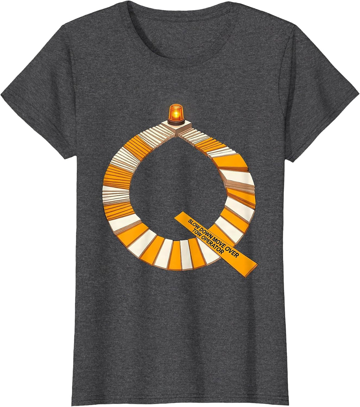 Women's Slow Down Move Over Tow Operator American Flag Tow Truck T-Shirt - Dark Heather Grey