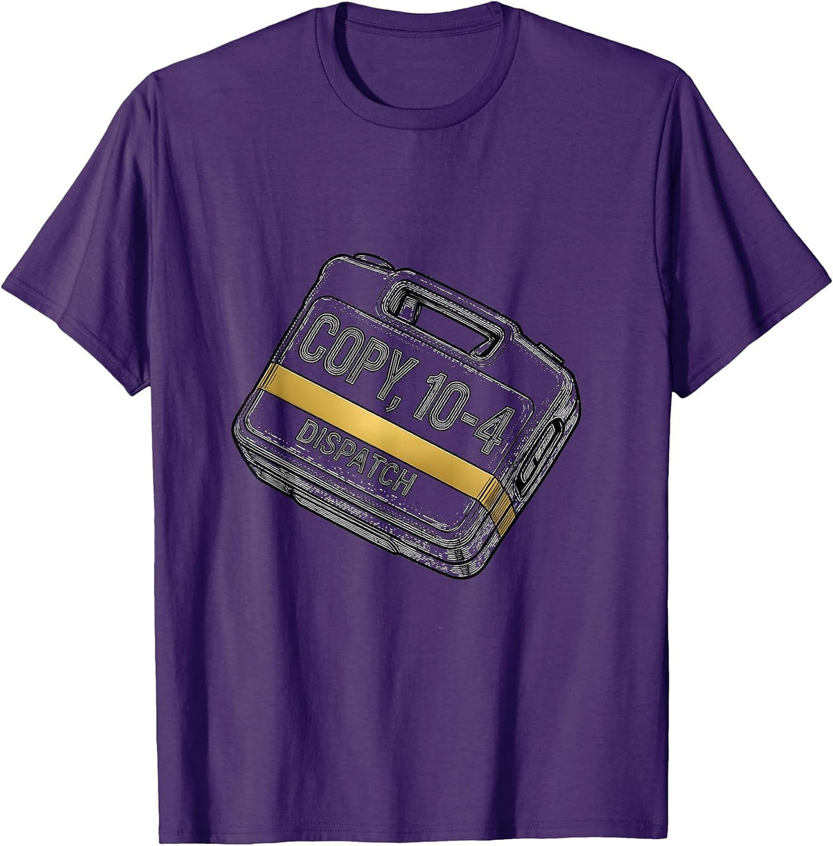 Copy, 10-4 Dispatch Thin Gold Line 911 Dispatcher Tribute T-Shirt - Purple