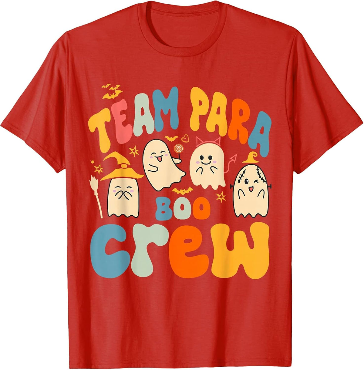 Team para Boo Crew Halloween Ghost Paraprofessional Teacher T-Shirt - Red