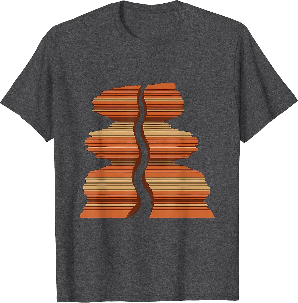 River Canyon Geological Layers Graphic Design T-Shirt - Dark Heather Grey