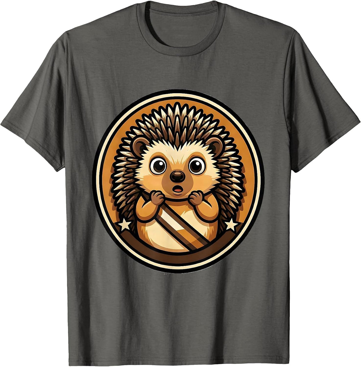 Men's Hedgehog Mascot Cute Animal Lover Humor T-Shirt - Asphalt Grey